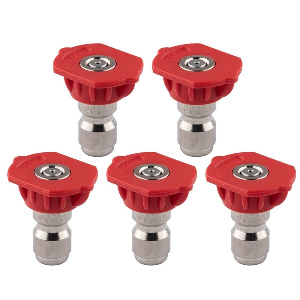 Clean Strike Pressure Washer Spray Nozzle Tips, 0-Degrees Red, 1/4 Inch 5PK (3.0 Orifice) CS-1024